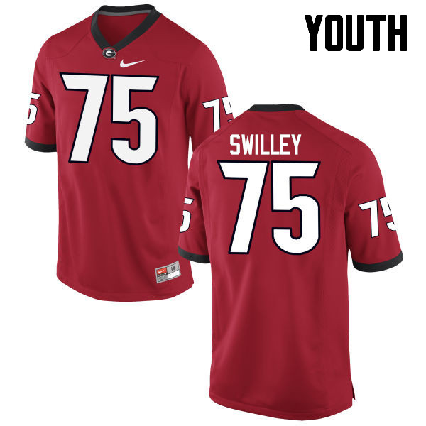 Georgia Bulldogs Youth Thomas Swilley #75 Red Stitched College UGA Football Jersey 23EG018VJ